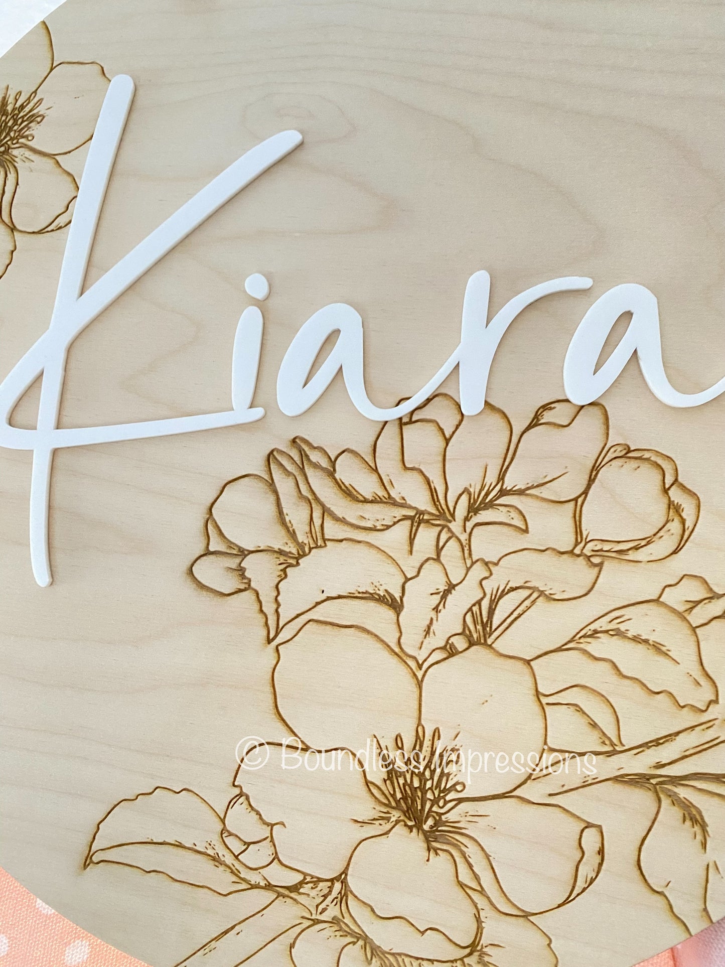 Floral Engraved 3D Round Wall Plaque
