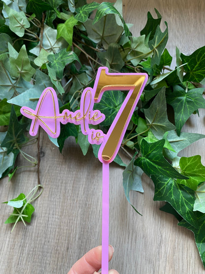 Name/Number Medium 2 Layer Acrylic Cake Topper (11cm)
