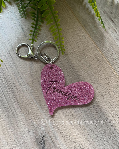 Personalised Acrylic Heart Keyring