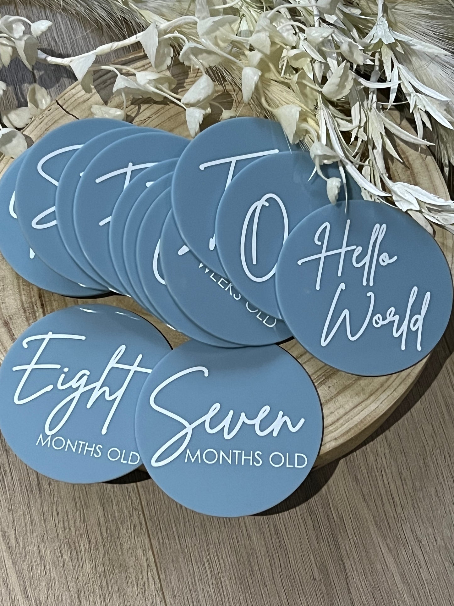 Acrylic Baby Milestone Discs - Printed Text (Set 16)