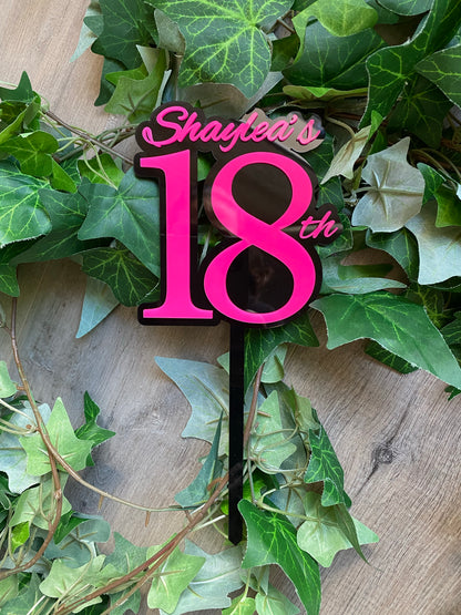 Name/Number Medium 2 Layer Acrylic Cake Topper (11cm)