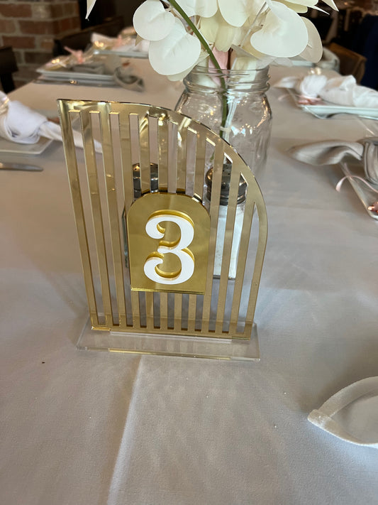Luxe Acrylic Half Arch Table Number with Stand