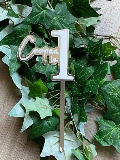 Name/Number Medium 2 Layer Acrylic Cake Topper (11cm)