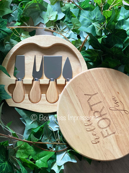 Personalised Swivel Cheese Board & Knife Set