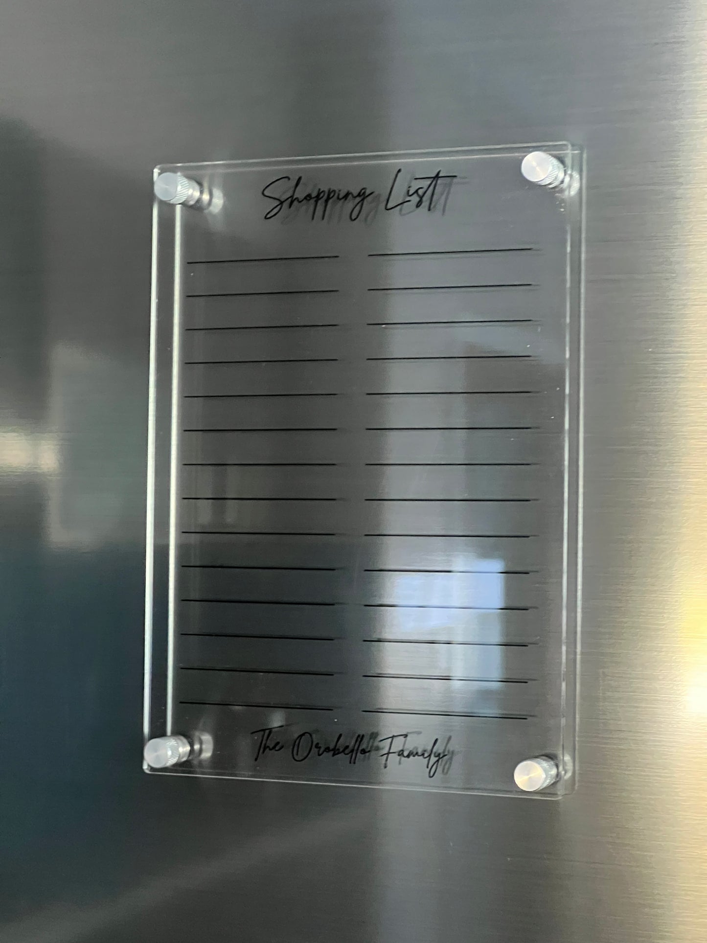 Personalised Magnetic Acrylic Shopping List