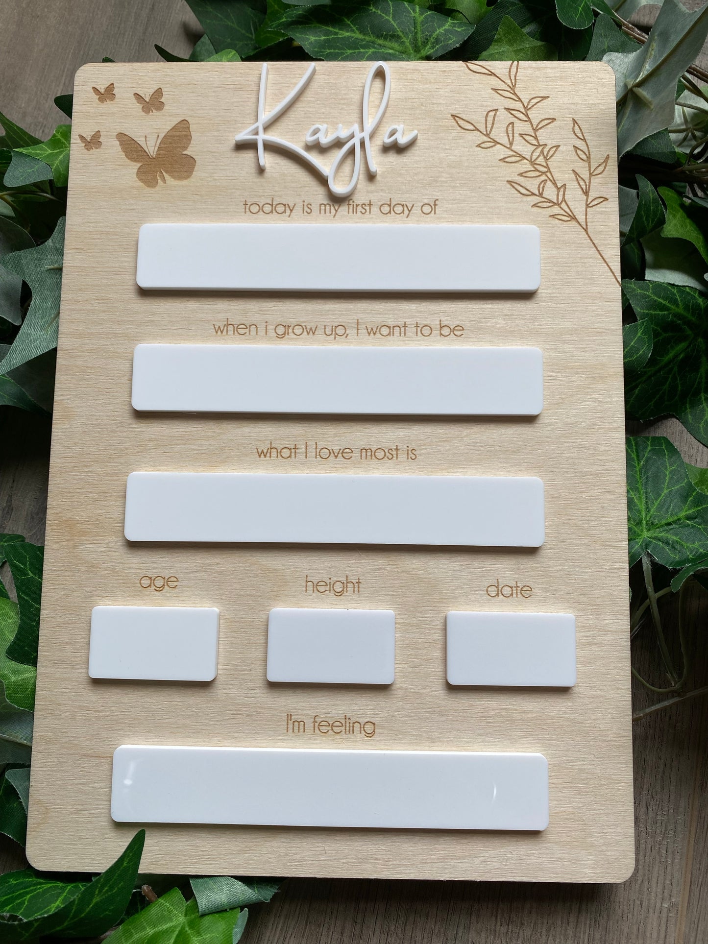 Vertical Timber 'First Day of' Boards