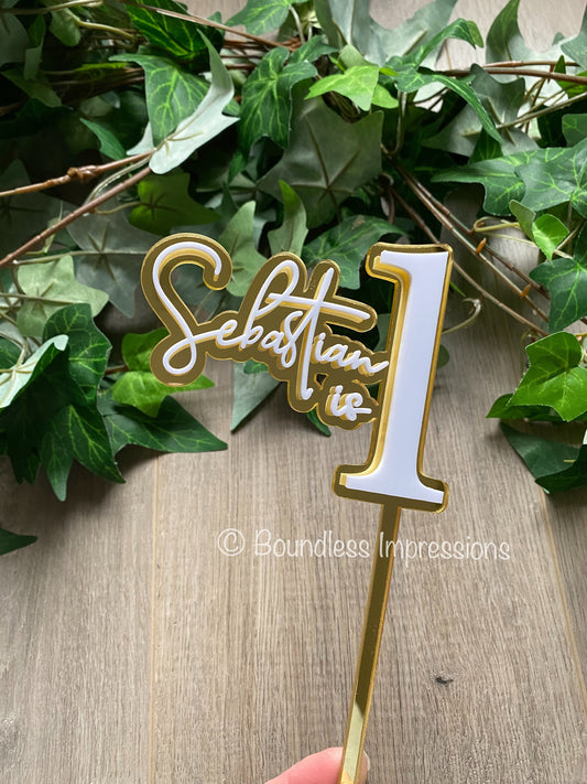 Name/Number Medium 2 Layer Acrylic Cake Topper (11cm)