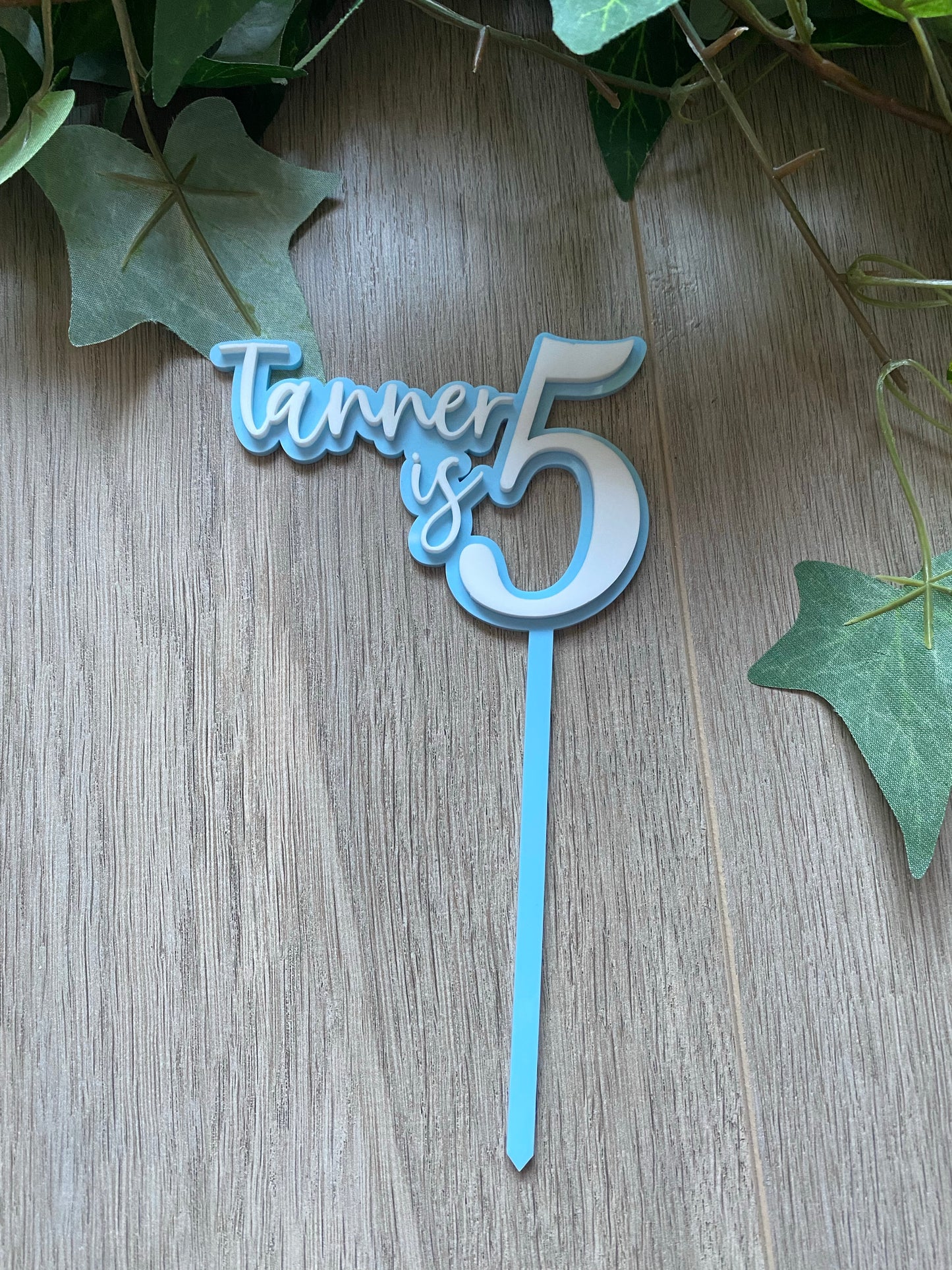Name/Number Medium 2 Layer Acrylic Cake Topper (11cm)