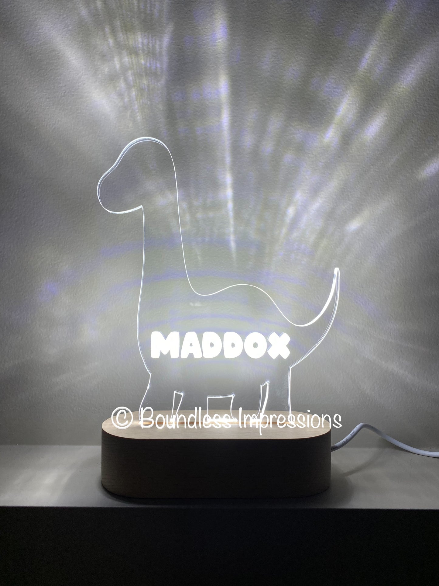 Personalised Cut Out Night Lights - Beech (White Light)