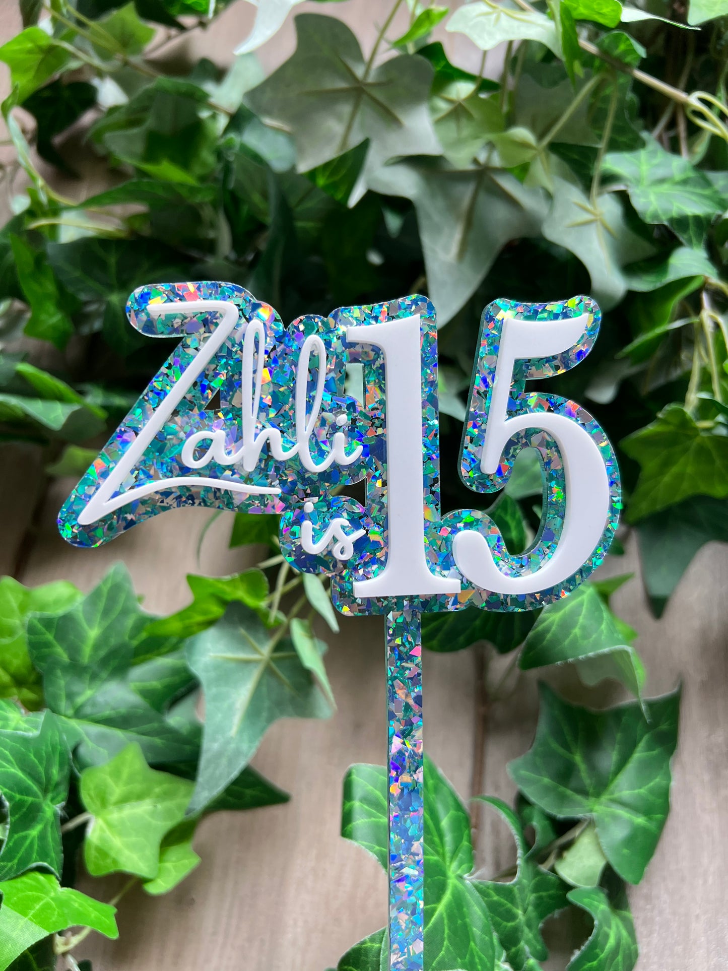 Name/Number Medium 2 Layer Acrylic Cake Topper (11cm)