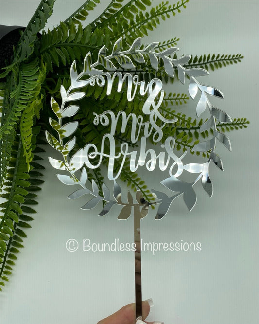 Specialty Round Vine Design - Acrylic Cake Topper