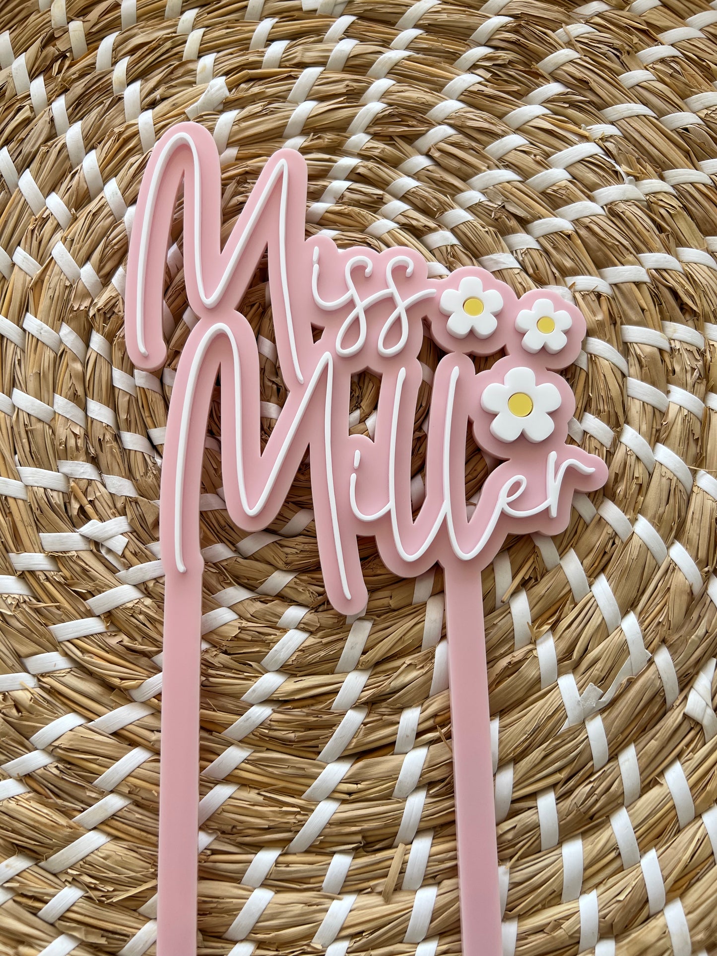 2 Layer 'Daisy Style' Acrylic Cake Topper