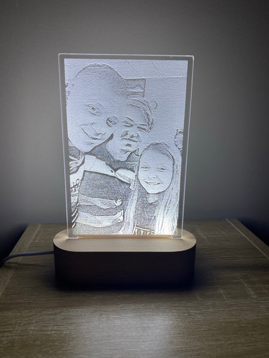 Personalised Photo Night Light - Beech (White Light)