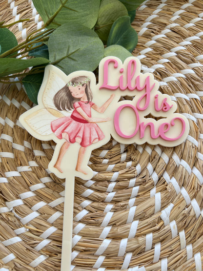 Printed Fairy + 3D Acrylic Cake Topper