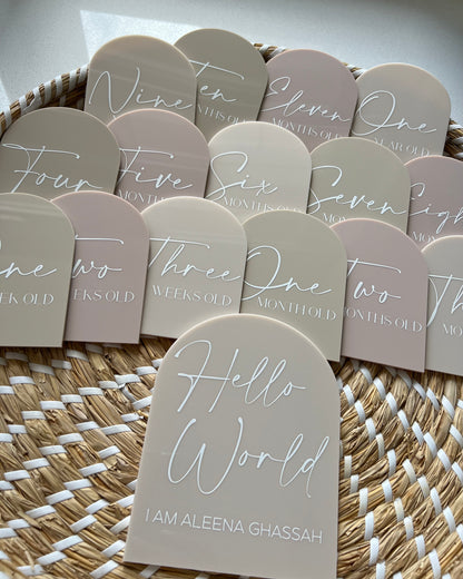 Acrylic Baby Milestone Discs - Arch (Set 16)