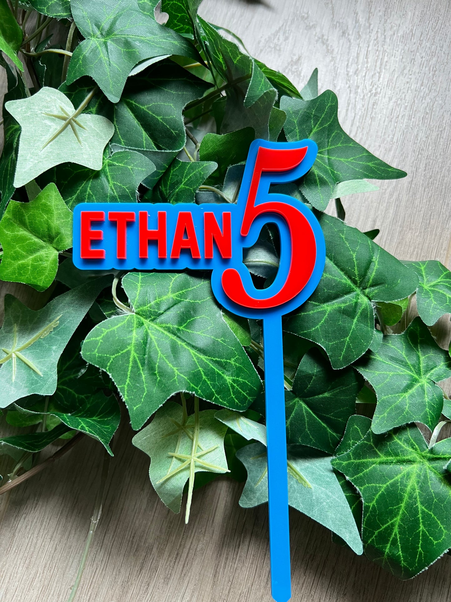 Name/Number Medium 2 Layer Acrylic Cake Topper (11cm)