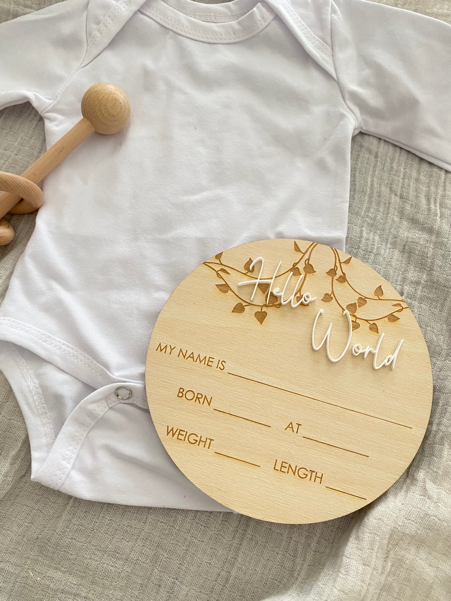 Birth Announcement Plaque - (Vine Design)