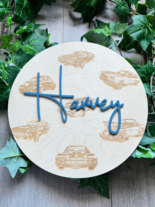 ‘Car’ Engraved 3D Round Wall Plaque