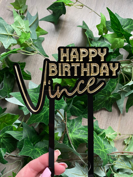 'Vegas Style' 2 Layer Acrylic Cake Topper