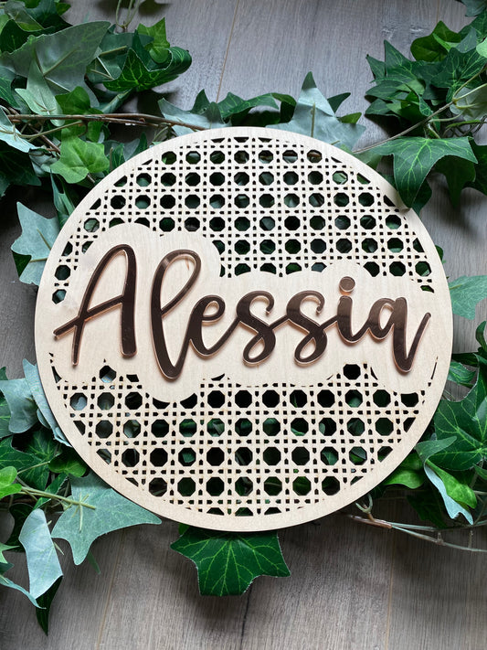 'Rattan Collection' Round 3D Name Sign