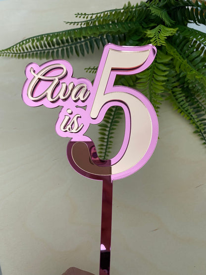 Name/Number Medium 2 Layer Acrylic Cake Topper (11cm)