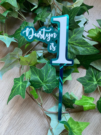 Name/Number Medium 2 Layer Acrylic Cake Topper (11cm)