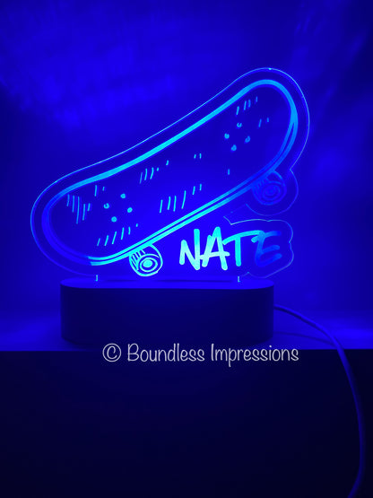 Personalised Engraved + Cutout Character Night Light - Beech (Multi Coloured Light)