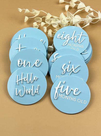 Baby Milestone Discs - 3D/Print Combo Acrylic (Set 16)