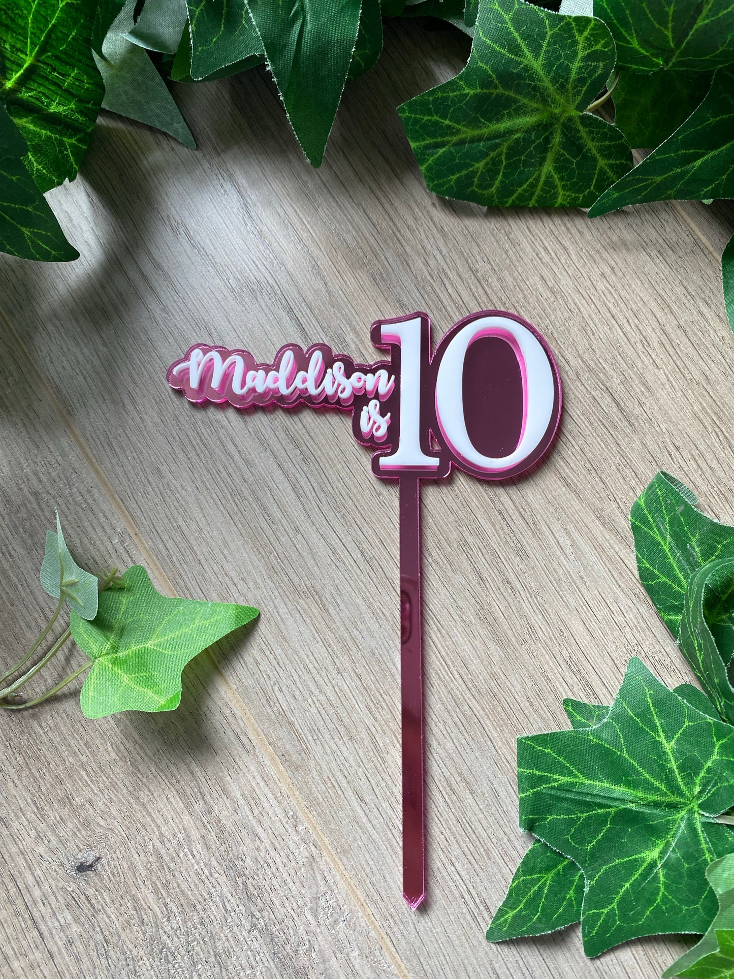 Name/Number Medium 2 Layer Acrylic Cake Topper (11cm)