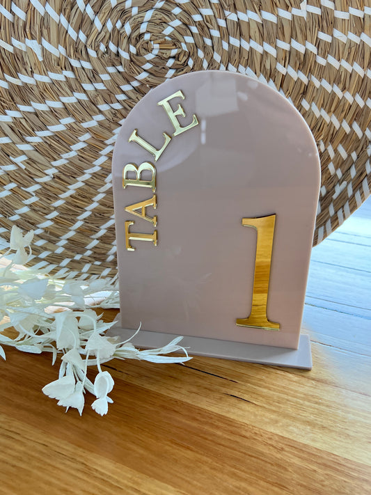 Acrylic Arch Table Number with Acrylic Stand