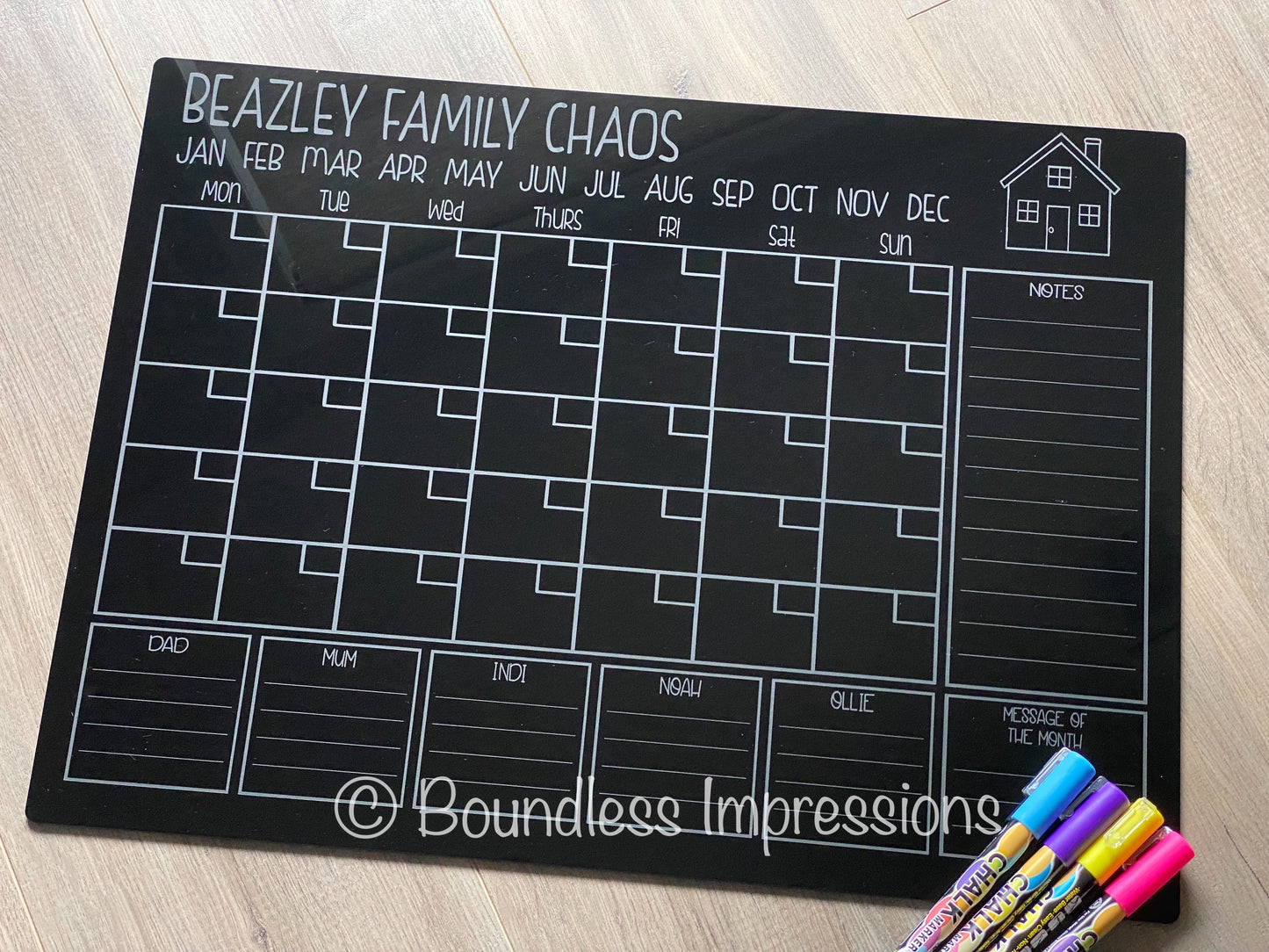 Personalised Family Monthly Wall Planner - (D Type)