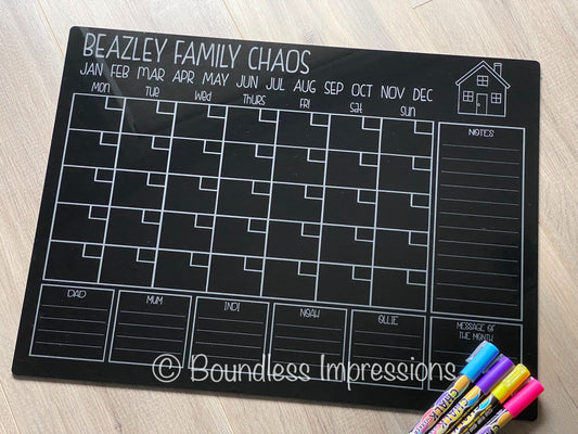 Personalised Family Monthly Wall Planner - (D Type)
