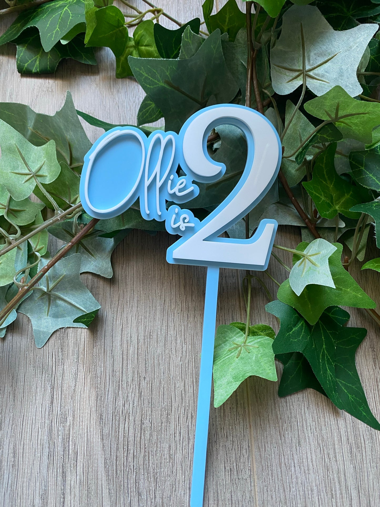 Name/Number Medium 2 Layer Acrylic Cake Topper (11cm)