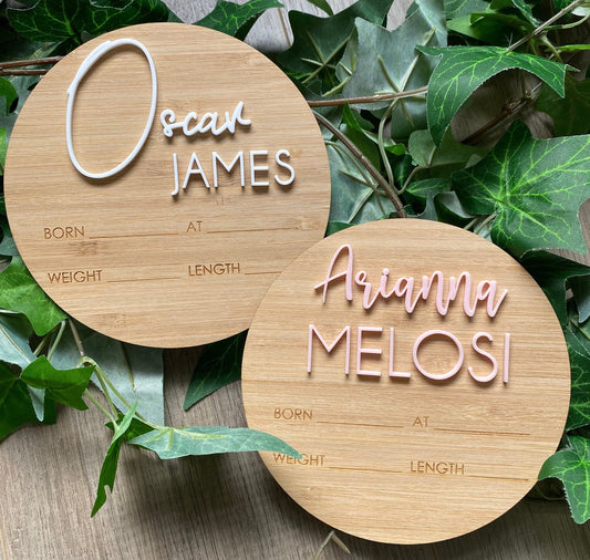 3D Personalised Birth Announcement Plaque