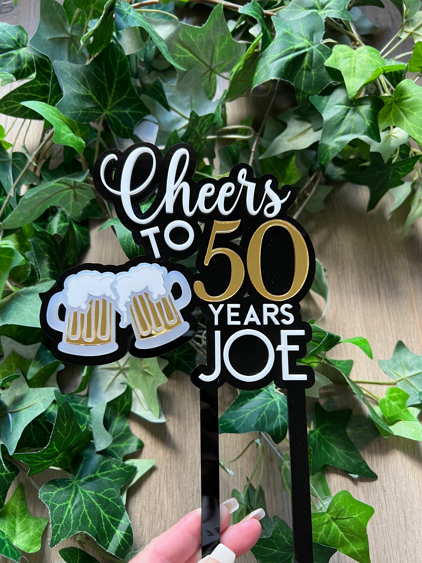 Cheers to 'X' Years 3D Acrylic Cake Topper