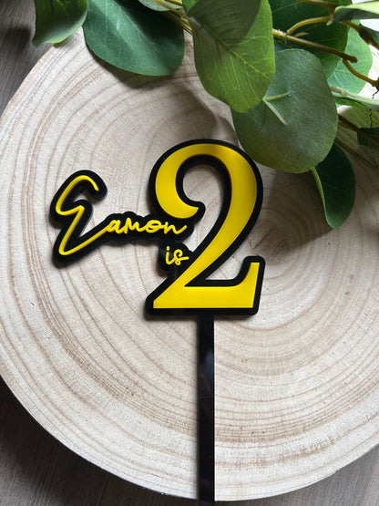 Name/Number Medium 2 Layer Acrylic Cake Topper (11cm)