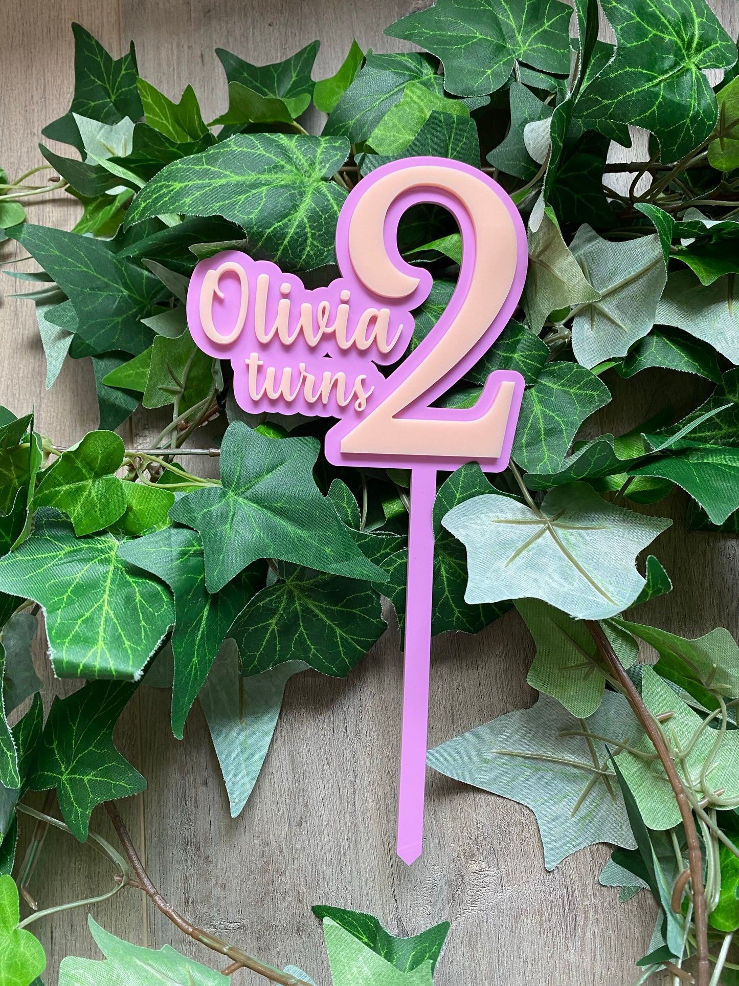 Name/Number Medium 2 Layer Acrylic Cake Topper (11cm)