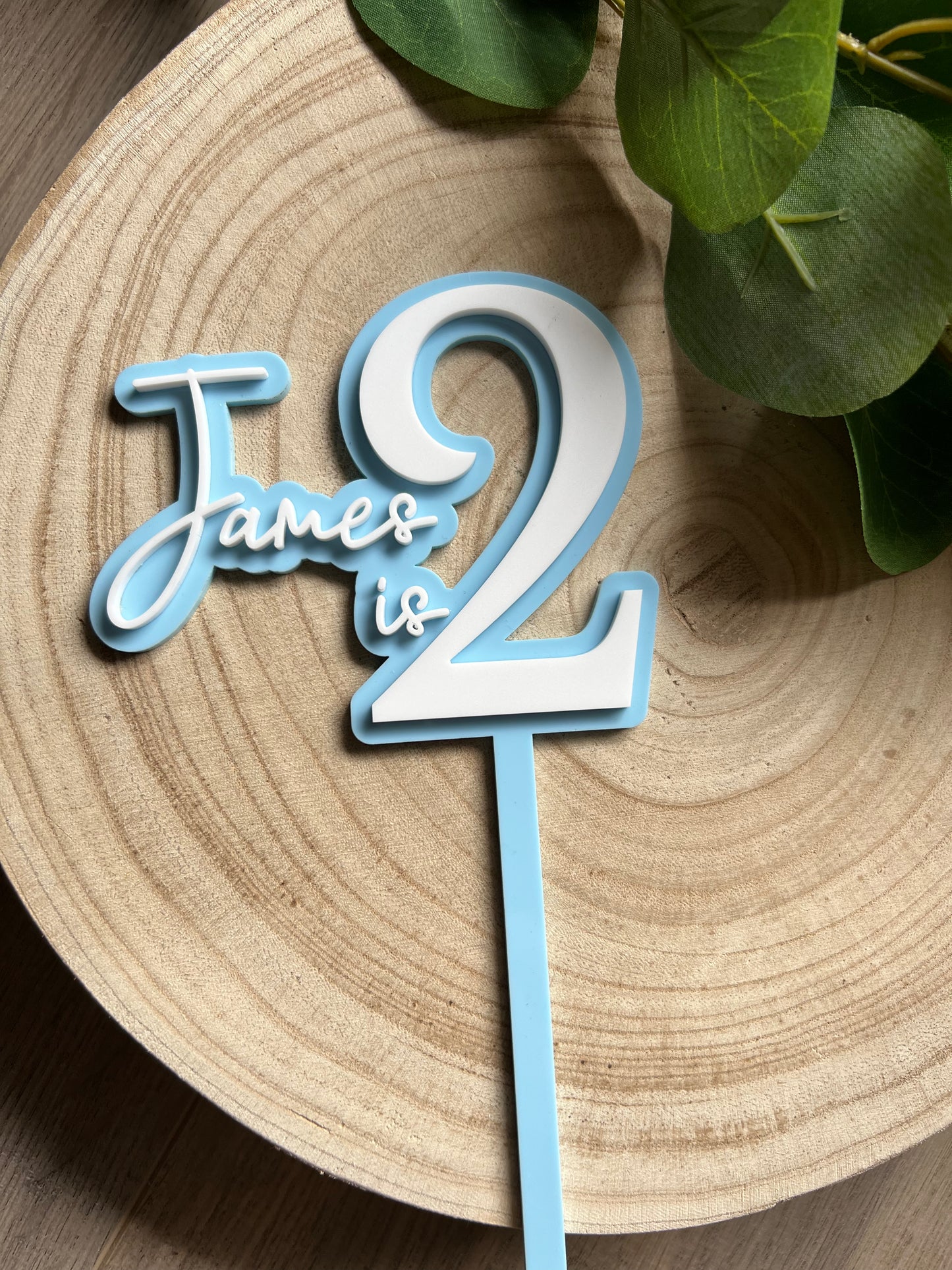 Name/Number Medium 2 Layer Acrylic Cake Topper (11cm)