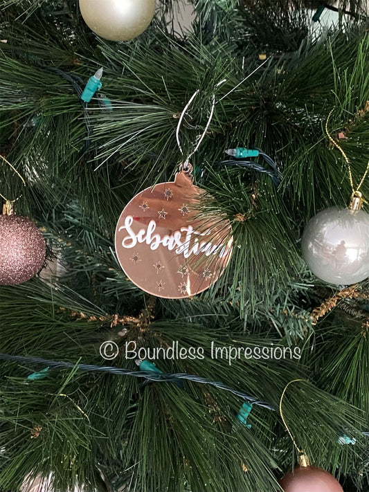 Personalised Mirror - Christmas Tree Ornaments
