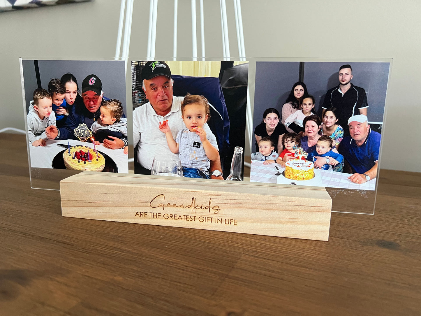Triple Acrylic Photo Print with Wooden Stand