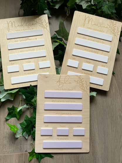 Vertical Timber 'First Day of' Boards