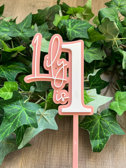 Name/Number Medium 2 Layer Acrylic Cake Topper (11cm)
