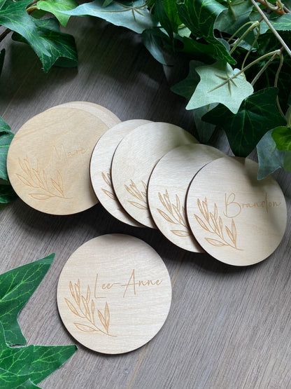 Custom Engraved Wooden Coasters (Round)