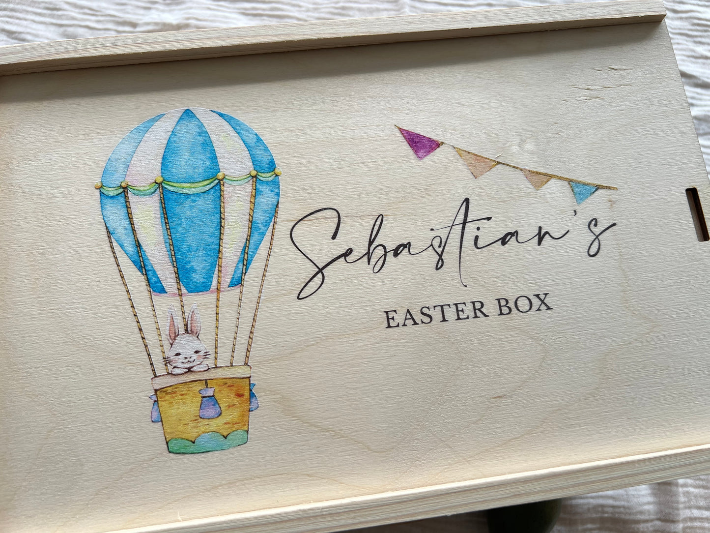 Printed Timber Easter Boxes (Hot Air Balloon Bunny)