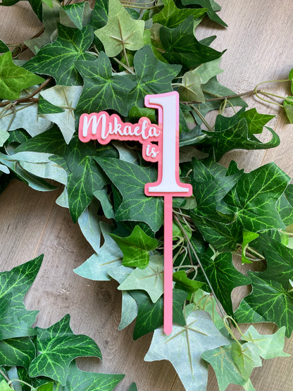 Name/Number Medium 2 Layer Acrylic Cake Topper (11cm)