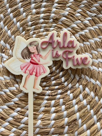 Printed Fairy + 3D Acrylic Cake Topper