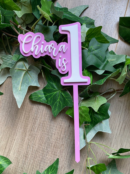 Name/Number Medium 2 Layer Acrylic Cake Topper (11cm)