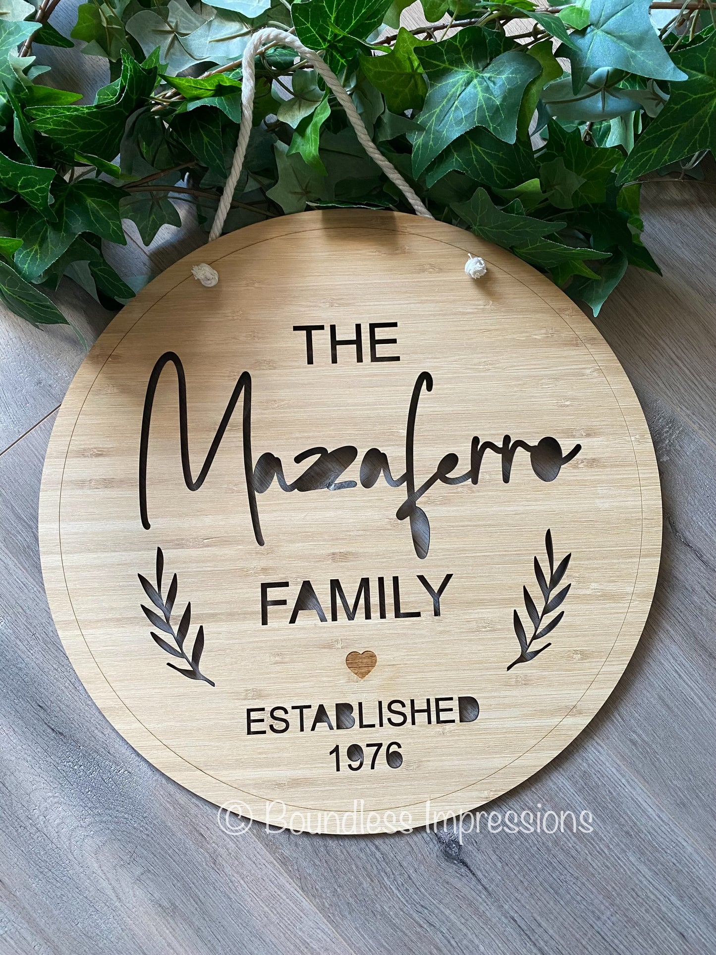 Round Bamboo Family Signs