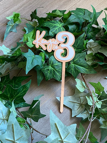 Name/Number Medium 2 Layer Acrylic Cake Topper (11cm)