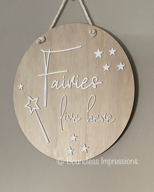 Hanging Round Fairy Sign